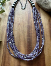 Load image into Gallery viewer, Sterling Silver Purple Charoite W Pearls Multi Strand Bead Necklace 28 Inch Gift