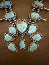 Load image into Gallery viewer, Navajo sterling silver royston turquoise squash blossom necklace KY