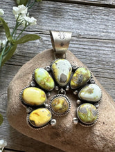 Load image into Gallery viewer, Navajo Sterling Silver Green Palomino Turquoise Naja Pendant Handmade KY