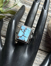 Load image into Gallery viewer, Native American Sterling Silver Golden Hill Turquoise Ring Size 7.5 A Jake