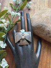 Load image into Gallery viewer, Navajo Sterling Silver Thunderbird Stamped Adjustable Ring Sunshine Reeves