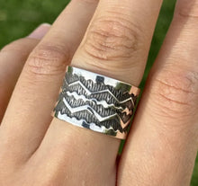 Load image into Gallery viewer, Sunshine Reeves 925 Sterling Silver Stamped Ring. Navajo Size 9.5 Handmade