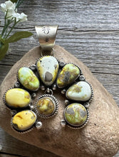 Load image into Gallery viewer, Navajo Sterling Silver Green Palomino Turquoise Naja Pendant Handmade KY