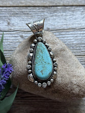 Load image into Gallery viewer, Navajo Native American Sterling Silver Turquoise Handmade Pendant R Yazzie Gift