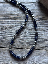 Load image into Gallery viewer, Southwestern Sterling Silver Lapis W Pearls Bead Necklace 18 inch Gift