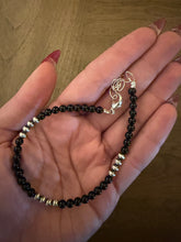 Load image into Gallery viewer, Sterling silver black onyx anklet 9 to 11 inches