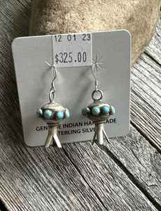 Navajo 925 Sterling Silver Turquoise Blossom Earrings MS Southwestern