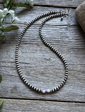 Load image into Gallery viewer, Sterling Silver 4mm Opal Gold Accents 16 Inch Bead Necklace Gift