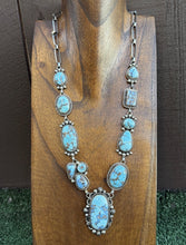 Load image into Gallery viewer, Navajo Sterling Silver Golden Hills Turquoise Lariat Chain Necklace Mary Ellen