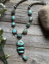 Load image into Gallery viewer, Navajo Sterling Silver Royston Turquoise Chain Lariat Bead Necklace K Yazzie
