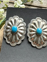 Load image into Gallery viewer, Navajo Native American Sterling Silver Turquoise Stud Earrings DM