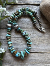 Load image into Gallery viewer, Sterling Silver Blue Green Turquoise Nuggets Pearls Bead Necklace 24 inch Gift