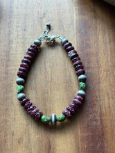 Load image into Gallery viewer, Purple Spiny Oyster Sonoran Gold Turquoise Sterling Silver Pearls Bead Bracelet