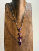 Load image into Gallery viewer, Navajo Sterling Silver Purple Spiny Oyster Lariat Chain Necklace C Shorty