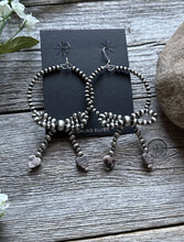 Load image into Gallery viewer, Sterling Silver Bow Pearls Hoop Bead Earrings 3.5 Inch