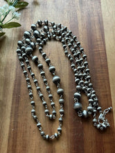 Load image into Gallery viewer, Sterling Silver Graduated 6mm to 12mm Pearls Rosary Bead Necklace. 60 Inch. Gift