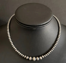 Load image into Gallery viewer, 4mm - 8mm Single Graduated Sterling Silver Oxidized Pearls Bead Necklace 16 Inch