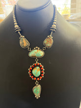 Load image into Gallery viewer, Navajo sterling silver royston turquoise lariat necklace