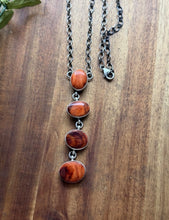 Load image into Gallery viewer, Navajo Sterling Silver Orange Spiny Oyster Lariat Chain Necklace C Shorty