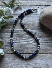 Load image into Gallery viewer, Southwestern Sterling Silver Lapis W Pearls Bead Necklace 18 inch Gift