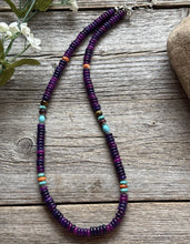 Load image into Gallery viewer, Dyed Sugilite Multi Stone Color Sterling Silver Bead Necklace. 18 inch Gift
