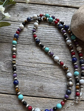 Load image into Gallery viewer, Sterling Silver Pearls Multi Stone Round Bead Necklace 30 inch