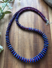 Load image into Gallery viewer, Sterling Silver Graduated Blue Lapis Red Coral Bead Necklace. 26 inch. Gift