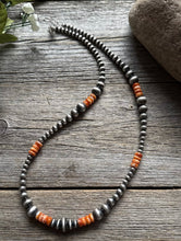 Load image into Gallery viewer, Orange Spiny Oyster Multi Graduated Sterling Silver Pearls Bead Necklace 4mm-8mm