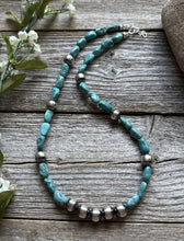 Load image into Gallery viewer, Sterling Silver Blue Turquoise W Pearls Bead Necklace 18 inch