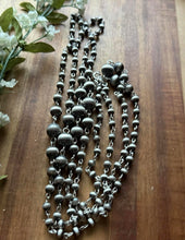 Load image into Gallery viewer, Sterling Silver Graduated 6mm to 12mm Pearls Rosary Bead Necklace. 60 Inch. Gift