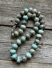 Load image into Gallery viewer, Southwestern 925 Sterling Silver Larimar W Pearls Bead Necklace 18 inch