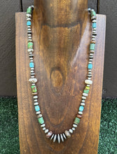 Load image into Gallery viewer, Sterling Silver Brown Wild Horse Turquoise Bead Necklace. 22 inch. Gift
