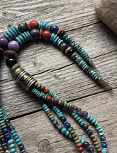 Load image into Gallery viewer, Tommy Rosita Singer T R Sterling Silver Multi Strand Turquoise Bead Necklace 30”