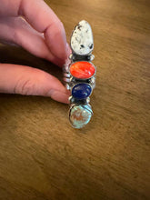 Load image into Gallery viewer, Navajo sterling silver mutistone ring  adjustable size