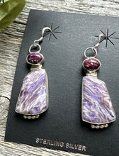 Load image into Gallery viewer, Navajo 925 Sterling Silver Purple Spiny Oyster Charoite Handmade Earrings RS