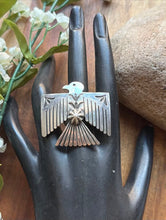 Load image into Gallery viewer, Navajo Sterling Silver Thunderbird Stamped Adjustable Ring Sunshine Reeves