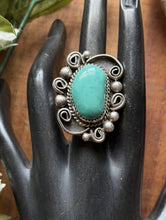 Load image into Gallery viewer, Native American Sterling Silver Turquoise Ring. Size 11.5 LN
