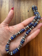 Load image into Gallery viewer, Sterling silver lapis bead necklace 18 inch