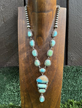 Load image into Gallery viewer, Navajo Sterling Silver Royston Turquoise Chain Lariat Bead Necklace K Yazzie