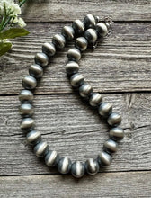 Load image into Gallery viewer, 16mm 22 Inch 925 Sterling Silver Oxidized Pearls Bead Necklace Southwestern