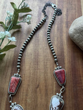 Load image into Gallery viewer, Navajo Sterling Silver Multi Stone Turquoise Lariat Pearls Bead Necklace RY