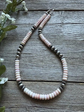 Load image into Gallery viewer, Southwestern Sterling Silver Pink Conch Bead Necklace. 18 Inch