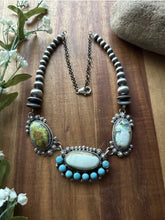 Load image into Gallery viewer, Navajo Sterling Silver Palomino Turquoise Chain Lariat Necklace K Yazzie