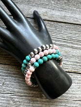 Load image into Gallery viewer, Sterling Silver Pink Conch Turquoise Pearls Wrap Spiral Bead Bracelet