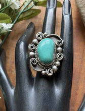 Load image into Gallery viewer, Native American Sterling Silver Turquoise Ring. Size 11.5 LN