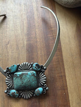 Load image into Gallery viewer, Native American Sterling Silver Turquoise Cluster Pendant Necklace TJ