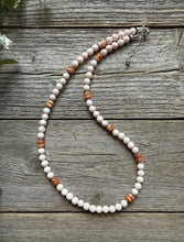 Load image into Gallery viewer, Southwestern Sterling Silver Pink Conch Spiny Oyster Bead Necklace. 18 Inch