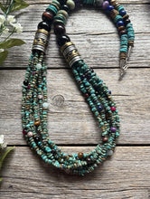 Load image into Gallery viewer, Tommy Rosita Singer T R Sterling Silver Multi Strand Turquoise Bead Necklace 30”