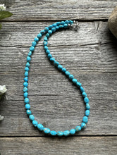 Load image into Gallery viewer, Sleeping Beauty Turquoise Sterling Silver Nuggets Bead Necklace. 18 inch