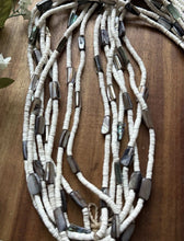 Load image into Gallery viewer, Native American Sterling Silver White Brown Heishi Shell Jackla Bead Necklace 32